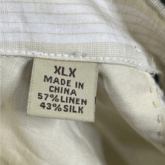 Tommy Bahama Men's Striped Cream Yellow Blue Silk Linen Shirt‎ XLX - Picture 4 of 5